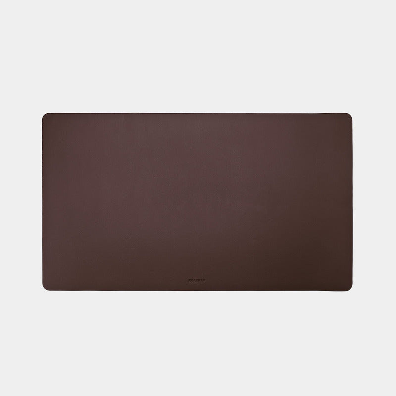 Nordweg Workplace leather desk pad in coffee, flat top view