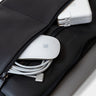 Black Workplace leather laptop sleeve case front pocket with charger and cable storage
