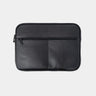 Nordweg Workplace leather laptop sleeve case in black, medium front view with zip pocket