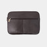Nordweg Workplace leather laptop sleeve case in coffee, medium front view with zip pocket