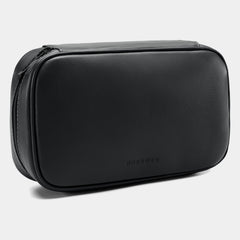 Nordweg Workplace Tech Organizer in Black, closed angled view with rounded edges and zipper.
