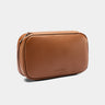Nordweg Workplace leather tech organizer cable case in caramel, closed side view