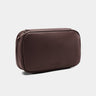 Nordweg Workplace leather tech organizer cable case in coffee, closed side view