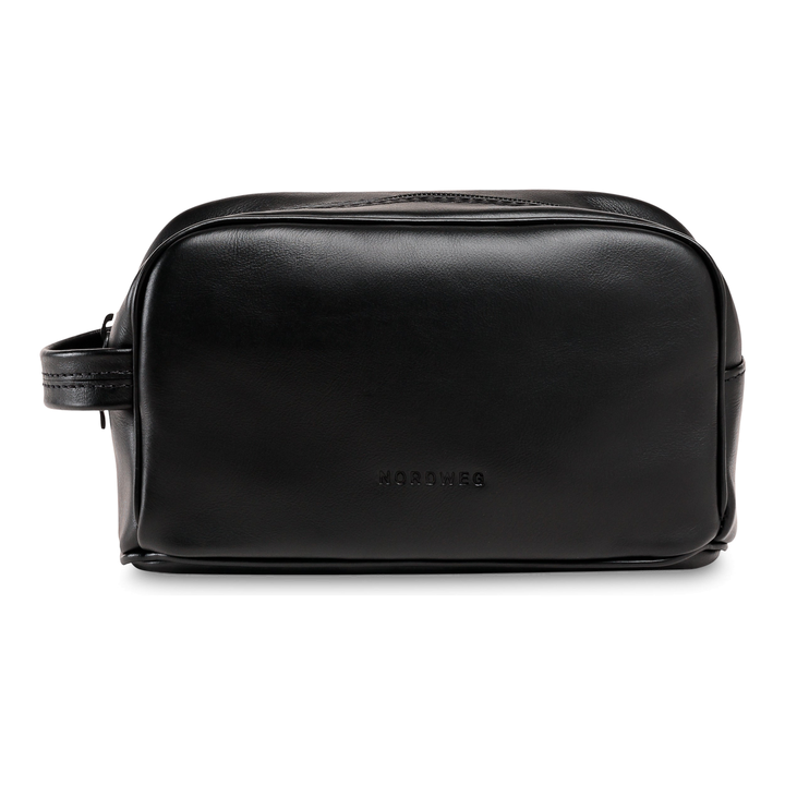 Gramado leather dopp kit in black, front view